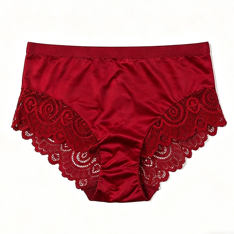 3 Pack Lot Sexy Womens Satin Panties Underwear Lace Briefs Mid Rise Lingeries