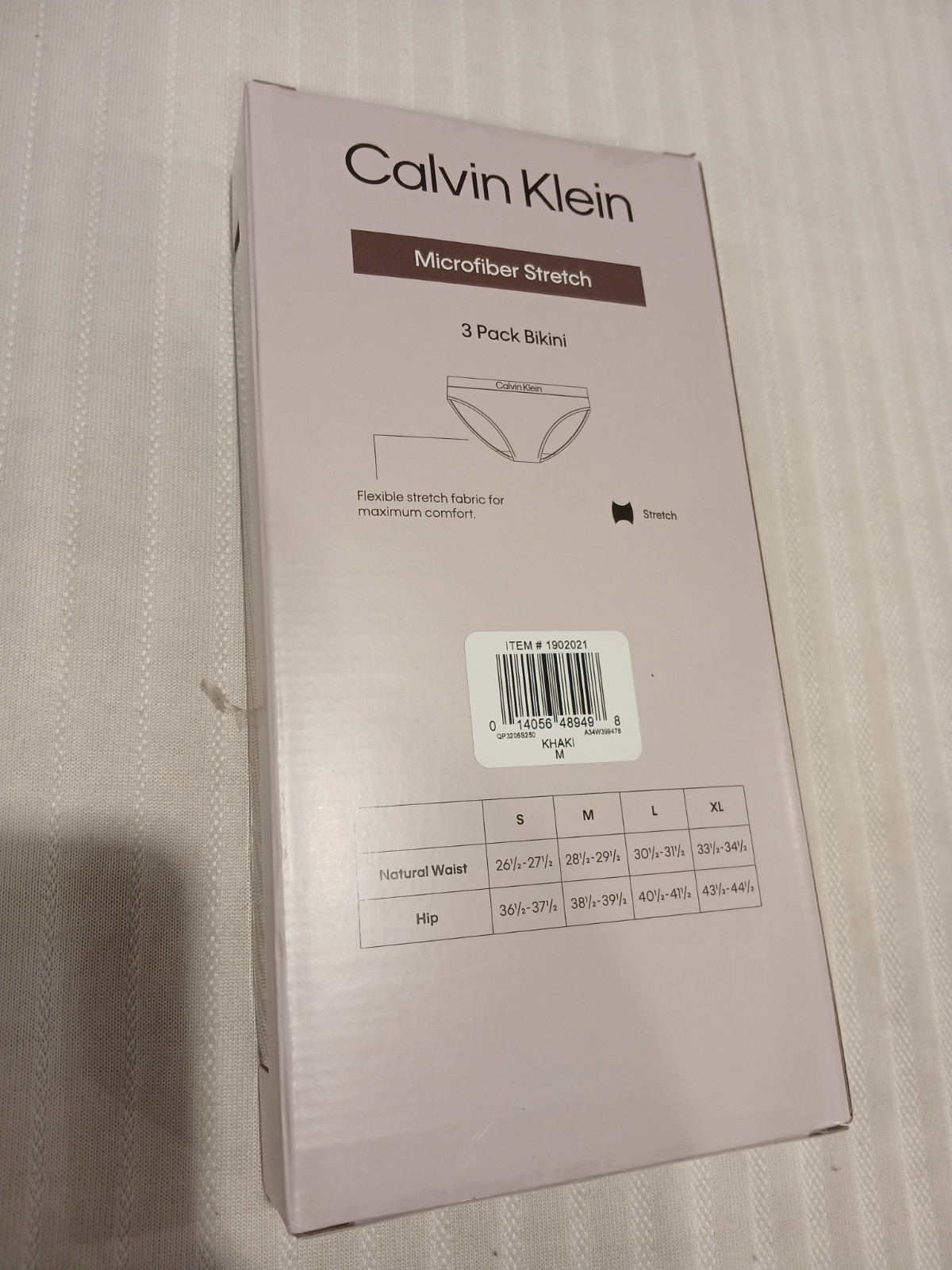 Calvin Klein Bikini Panties 3 Pack Microfiber Stretch Black Peach Khaki Size M