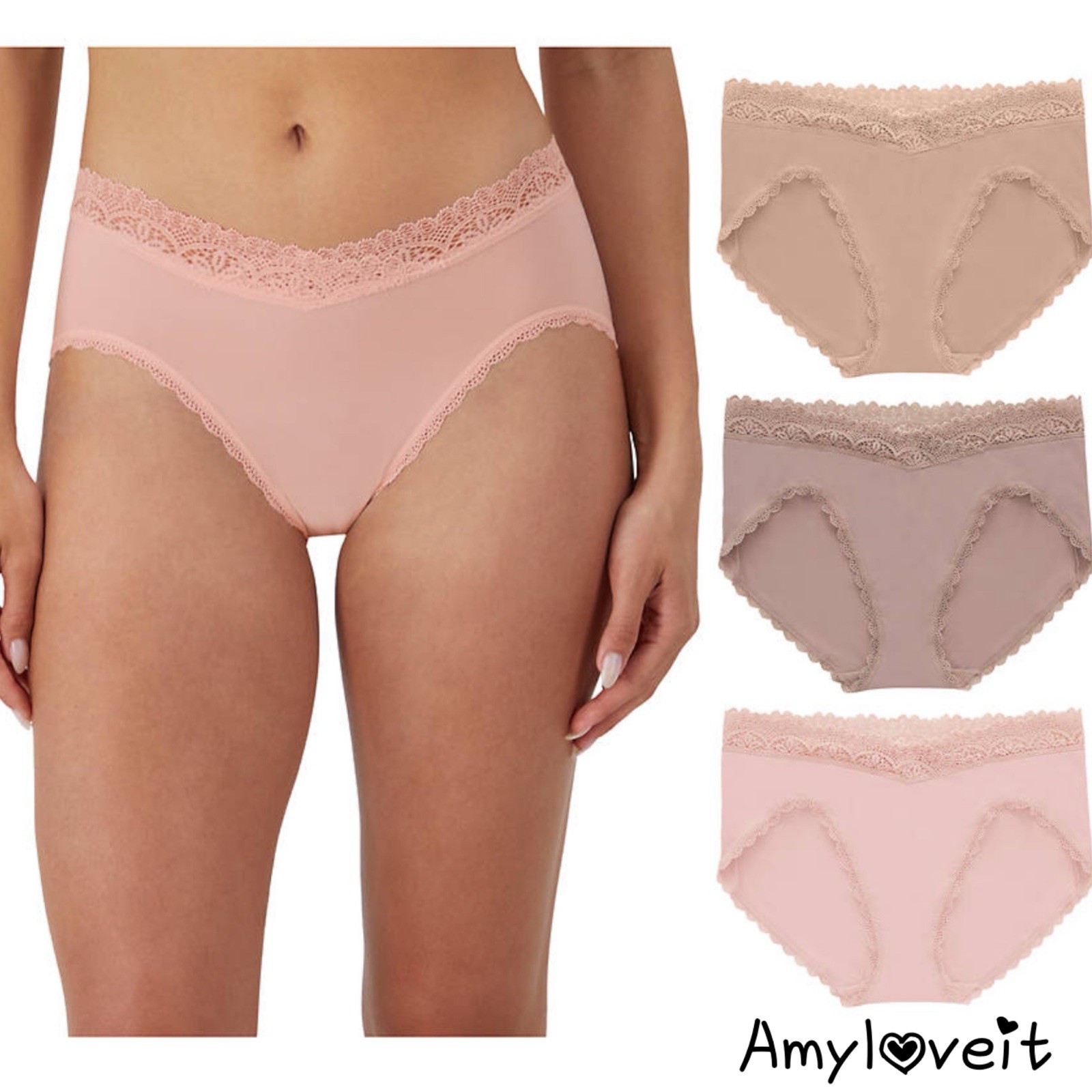 Maidenform Everyday Luxe Lace Trim Bikini Underwear Set Size Medium NWT