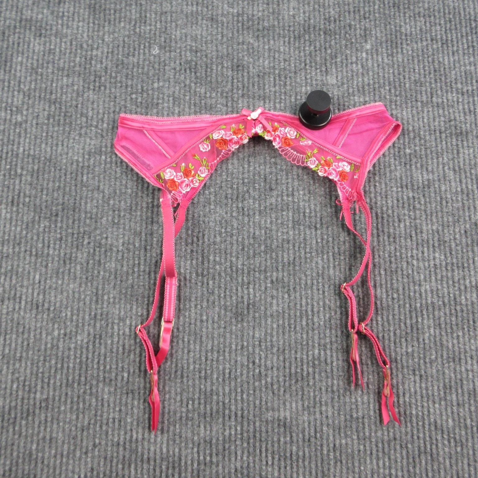 LOUNGE Panties Womens L Pink Thong Sheer Mesh Embroidered Camellia NWT
