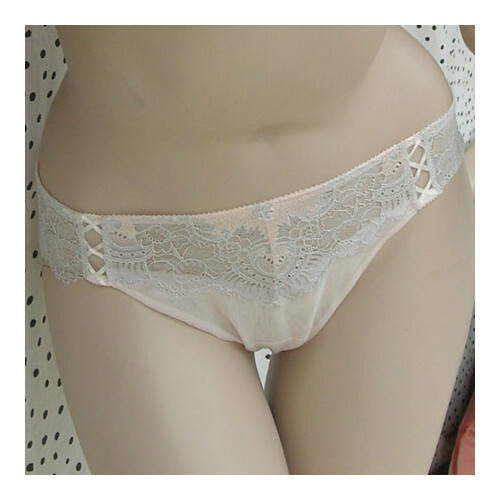 Chantelle Peach/Grey “Haut Couture” Lace/Brocade Tanga Style 3429/8E