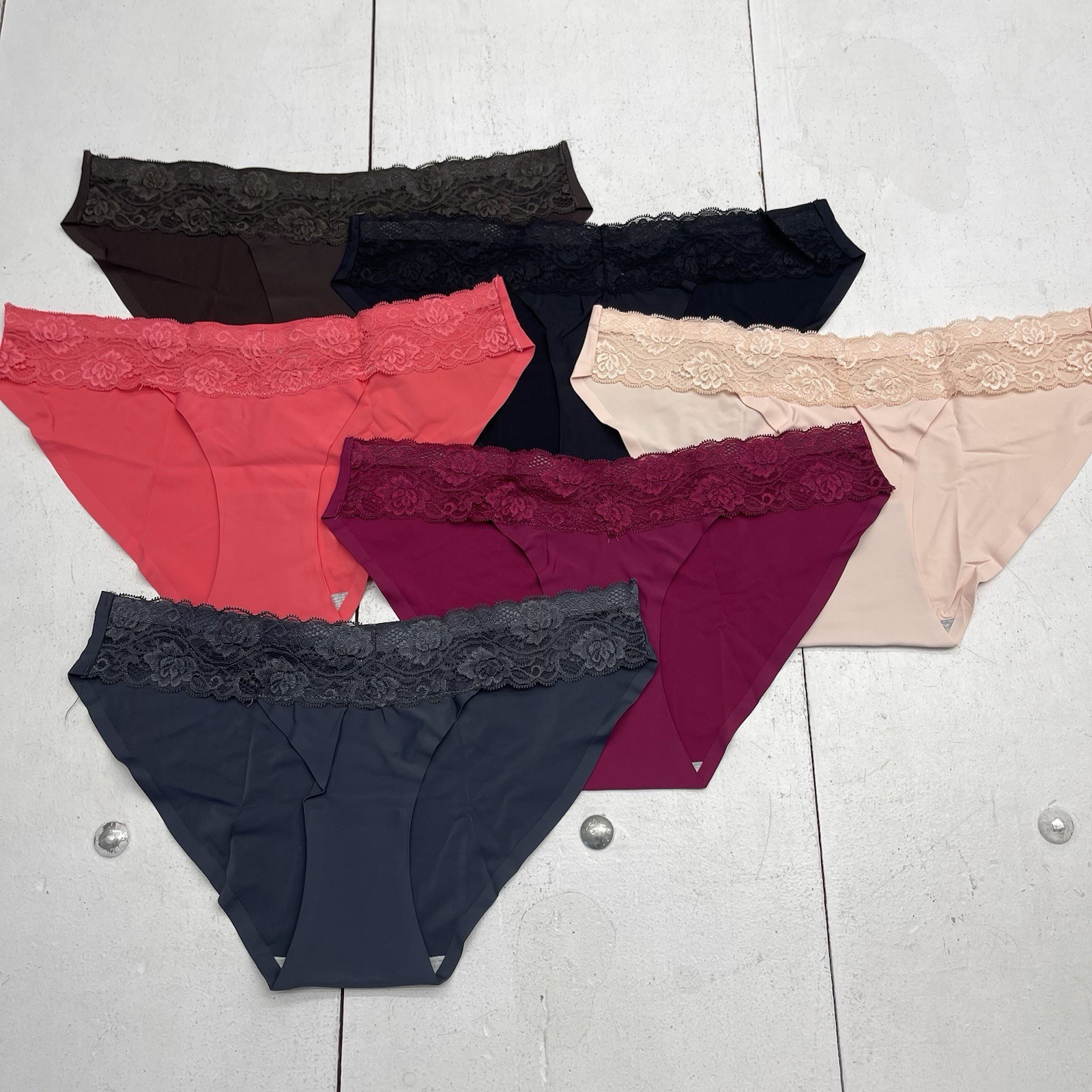 Commodity 6 Pack Lace Trim Multicolor Bikini Underwear Women’s Size Medium