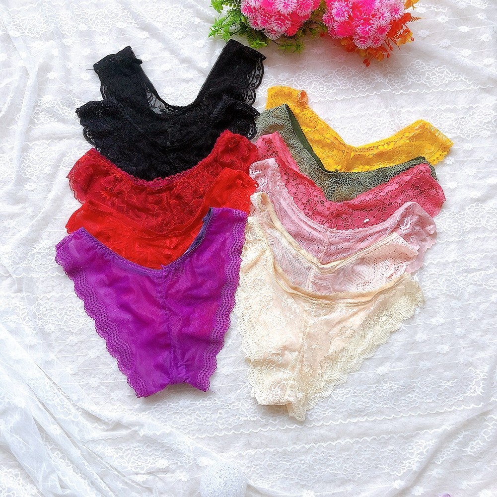 Breathable Thong Lace Underwear Sexy Style Solid Color Suitable For All Seasons