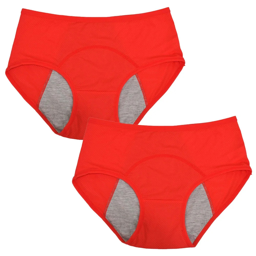 Mid Rise Menstrual Panties Briefs Leak Proof Solid Color Breathable Comfort Fit