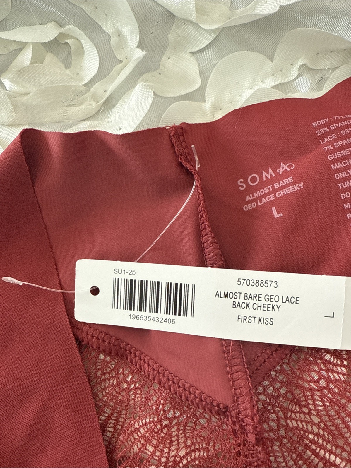 NWT Soma Almost Barr Geo Lace Back Cheeky First Kiss Panties Size L