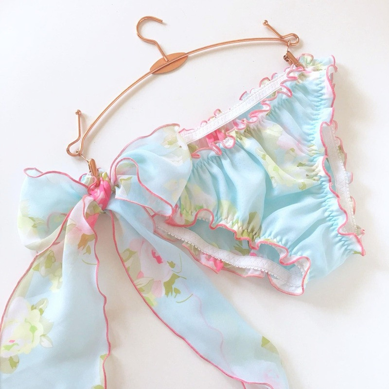 Girls Chiffon Floral Underwear Panties Knickers Briefs Lingerie Lace Up Ruffle
