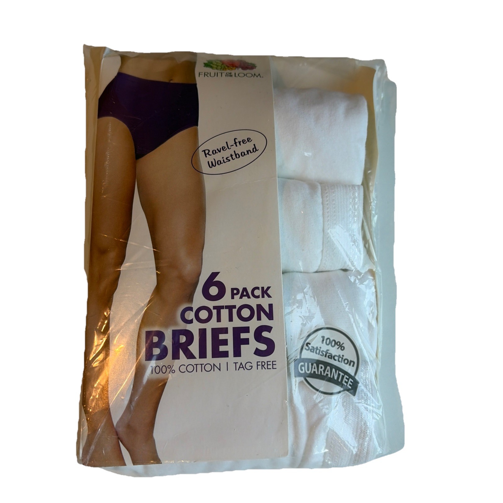 4 Fruit of the Loom Women’s Cotton Briefs Size 9 White Tag Free Plush Waistband