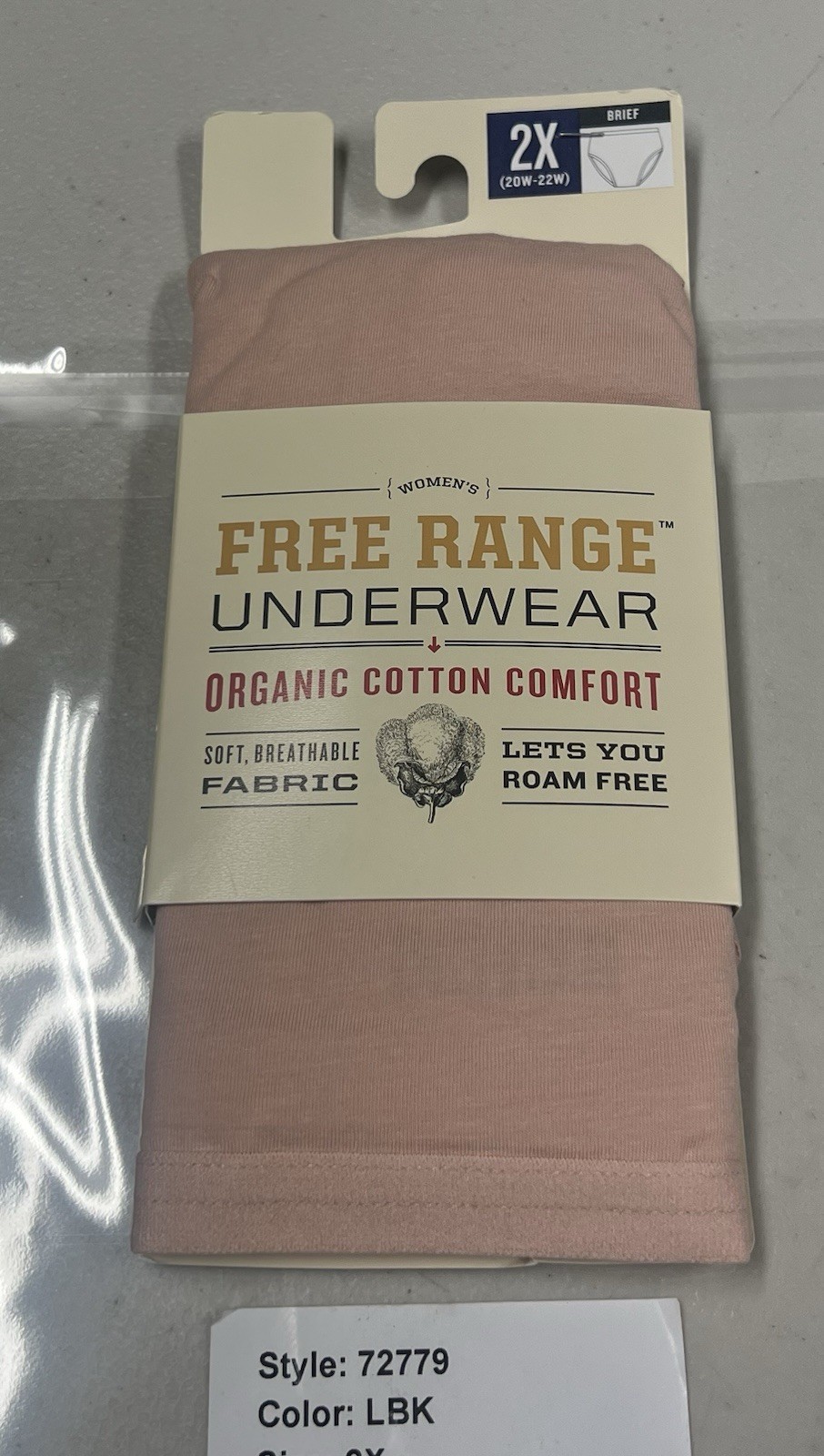 Duluth Women’s Free Range Underwear Brief Pink Organic Cotton 2X (20w-22w) NWT