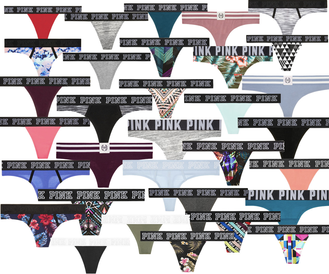 Victoria’s Secret PINK Variety Mixed Logo Thong Panty Underwear, Pack of 2