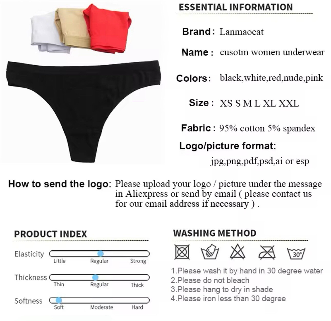 L- “Yes, Daddy?” Sexy Underwear Thong Sexy Panty; Black w Hot Pink Letter
