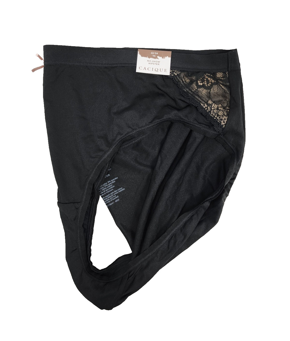 Lane Bryant Cacique Lace Back No Show Hipster Panty/Underwear Black Size 22/24