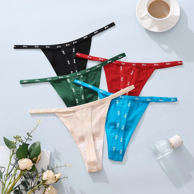 5 Pack Lot Sexy Womens Panties Thong G string Bikini Lingerie Letter Print Brief