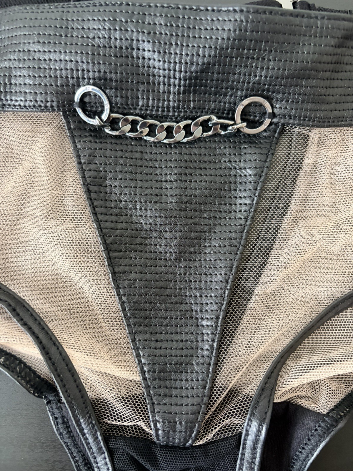 New Honey Birdette Cassandra Black Brief with Leg Garters Size Small