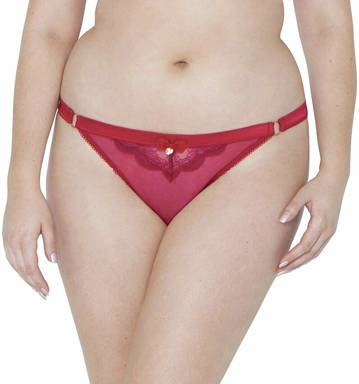 Curvy Kate Surrender Thong Scantilly Size M 12 Deep Red Mesh Knickers ST2402 New