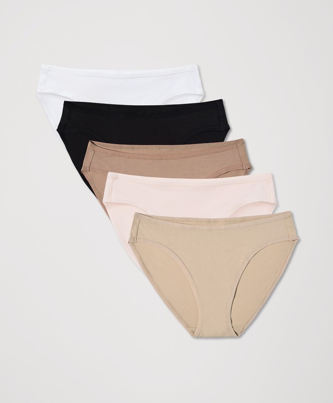 PACT Bikini Underwear 5 Pack, Core Edit, T Organic Cotton, FREESHIPPING