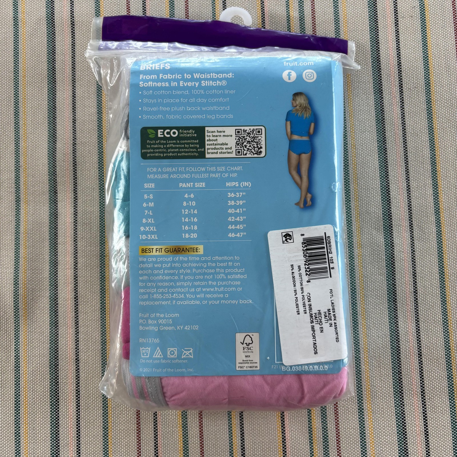 Fruit of the Loom Briefs Womens 2XL 6 Pack Heather Assorted Colors Cotton Blend