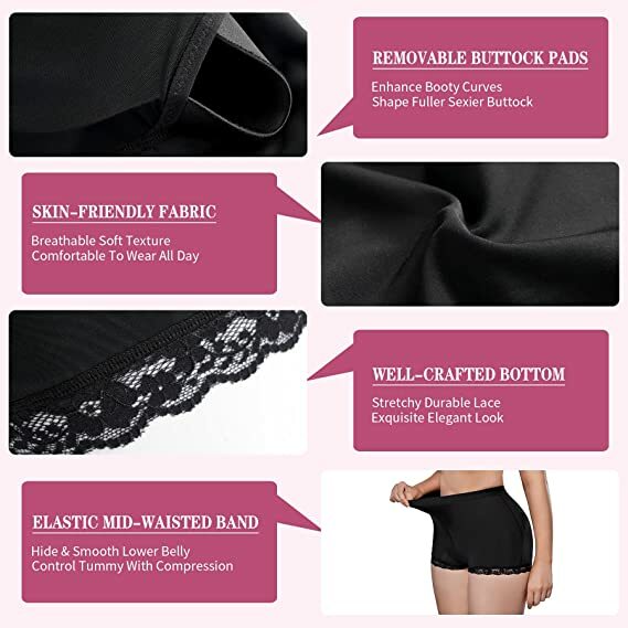 Women’s Padded Butt Lift Hip Enhancer Seamless Booty Shorts Shaper Tummy Control