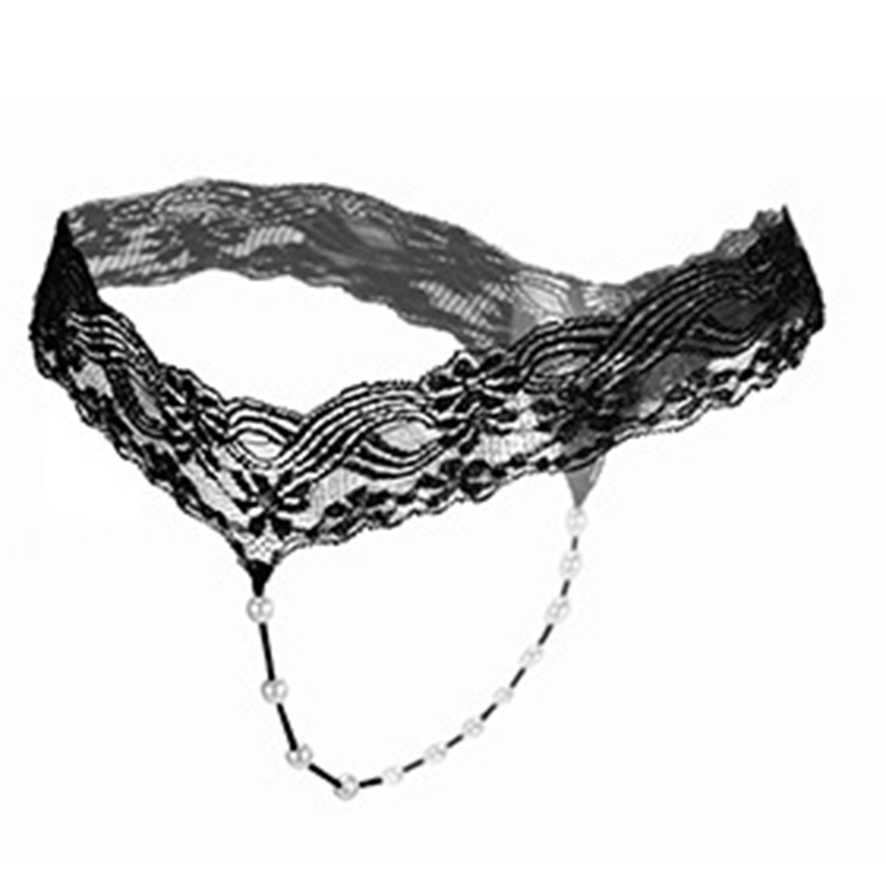 Sexy Lace Underwear Transparent Thong Lingerie Pearls G String Panties