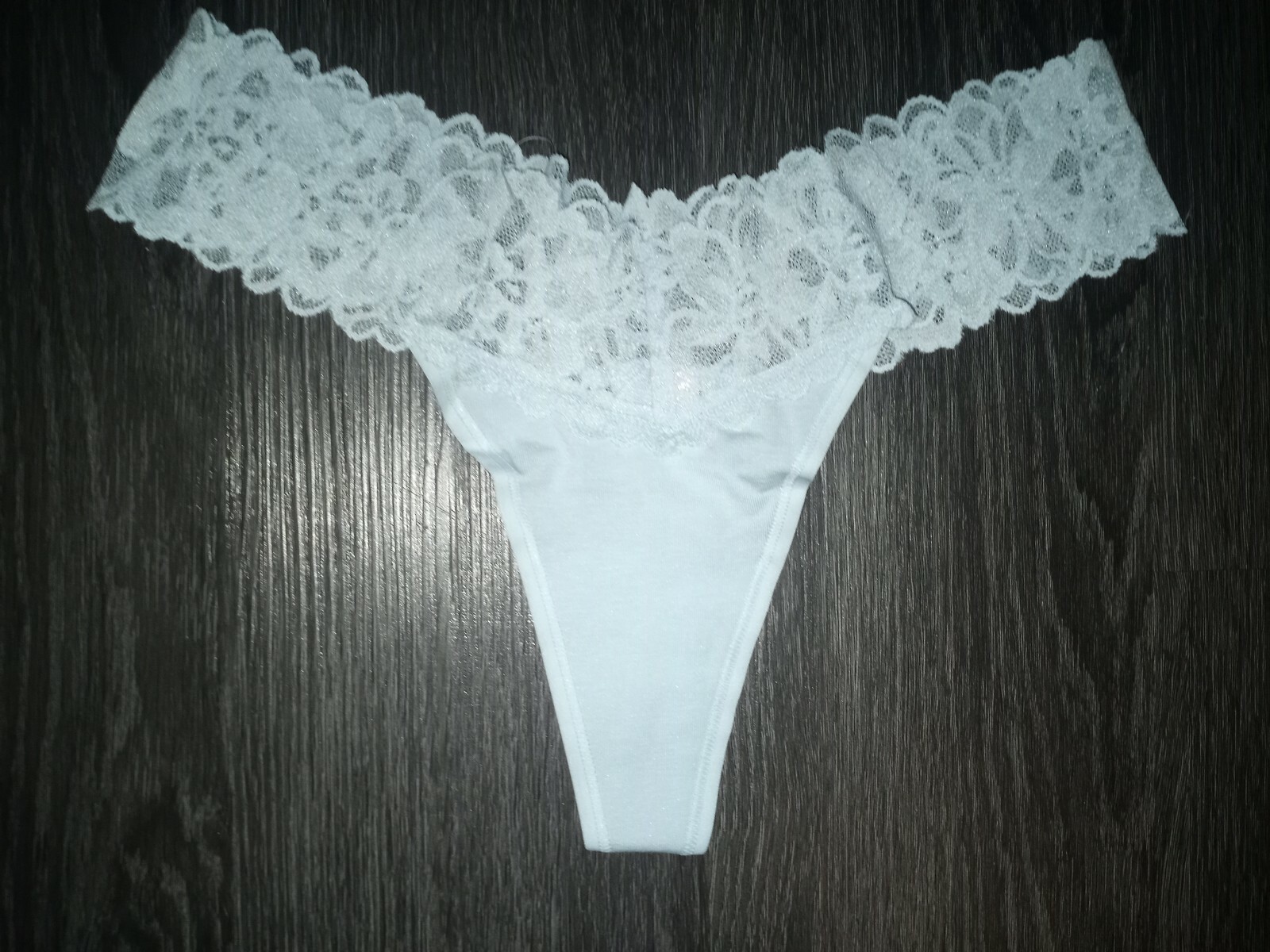 NeW Vs Lace trim thong Panty Size medium powder blue