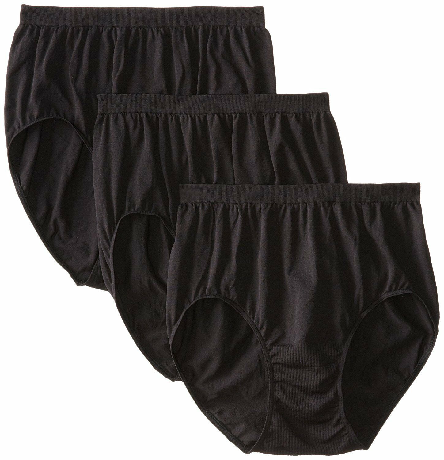 BALI Comfort Revolution Black 803J Seamless Stretch BREIF 8/9 14 16 18 1X/2X