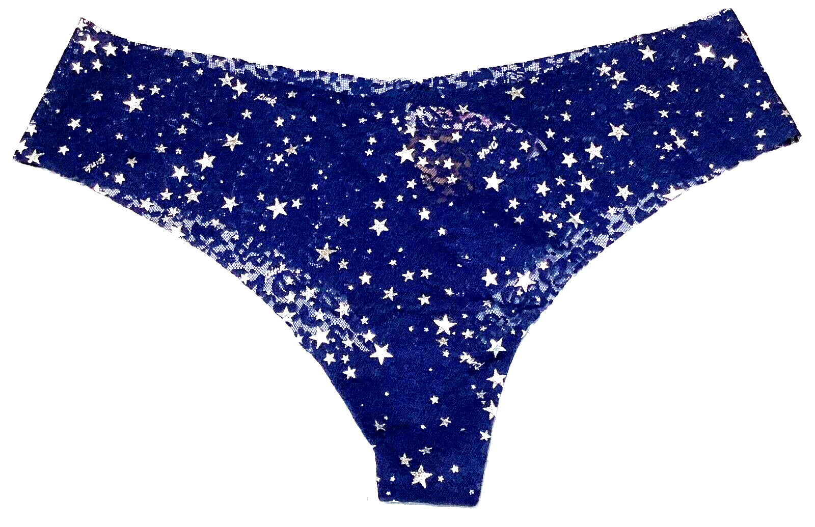 XL – NWT Victoria’s Secret raw cut mesh thong panty silver stars (XL106)