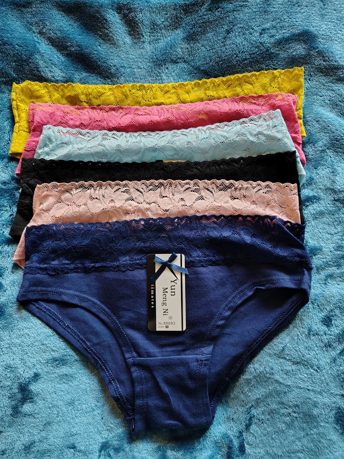 6-Pair Women’s Yun Meng Ni Cotton/Spandex Bikini Lace Underwear Size M