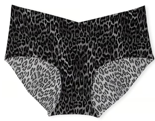 XXL NOIR Black Grey Leopard NO SHOW Smooth Victorias Secret Hiphugger Pantie