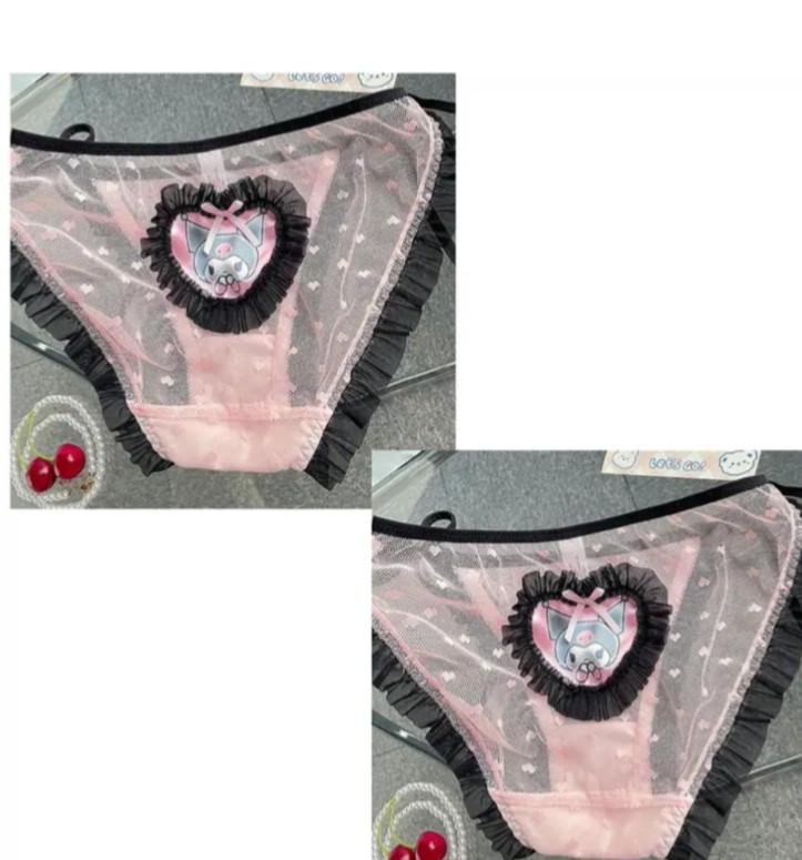 Sanrio Hello Kitty Lace-Up Mesh Kuromi Design String Bikini Panties M