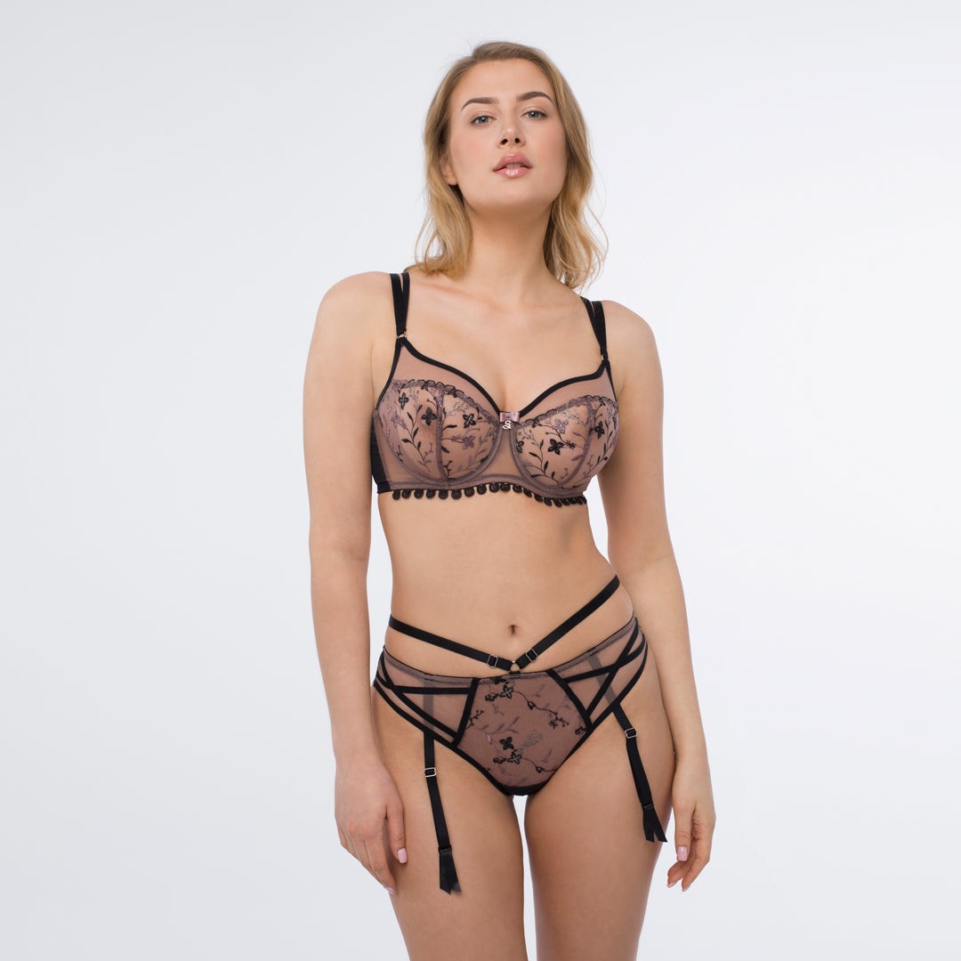 Samanta Antinea Transparent Embroidered Tanga Panty New Womens Lingerie M300