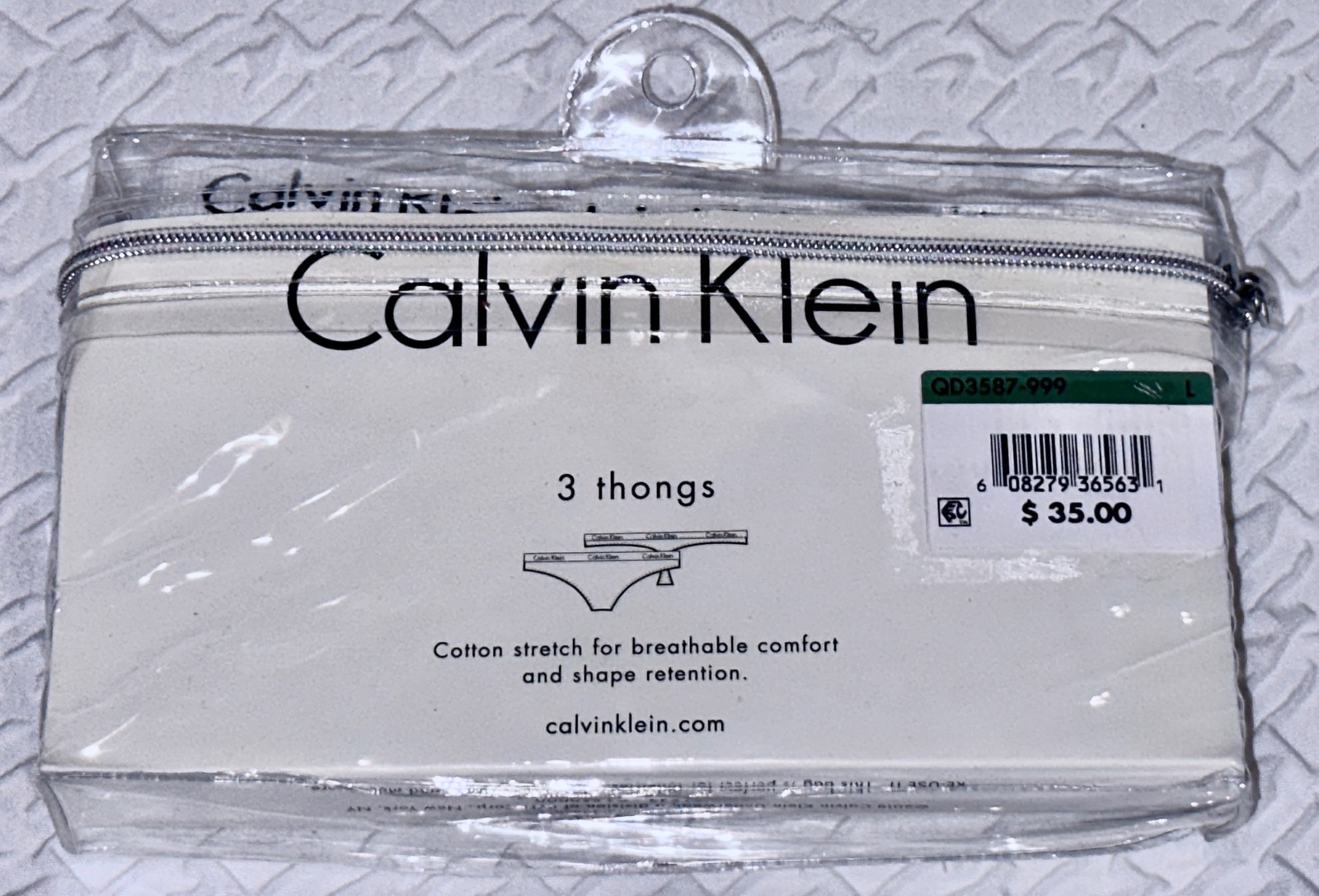 CALVIN KLEIN Carousel Cotton Grey White Black 3 Pack Thong Panty Women Sz S L XL