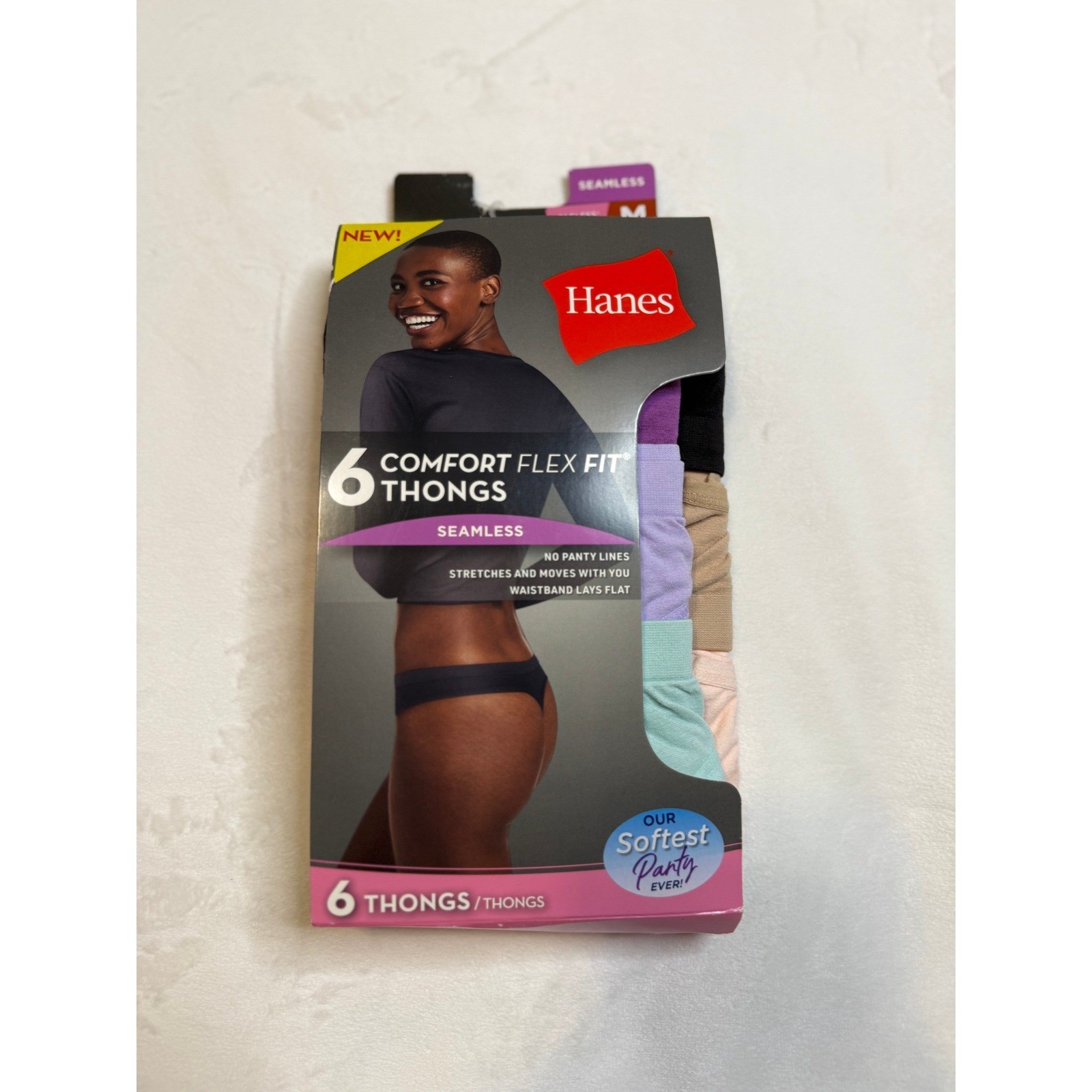 Hanes Comfort Flex Fit Seamless Thongs 6 Pack Womens Medium Multicolor CF46P6