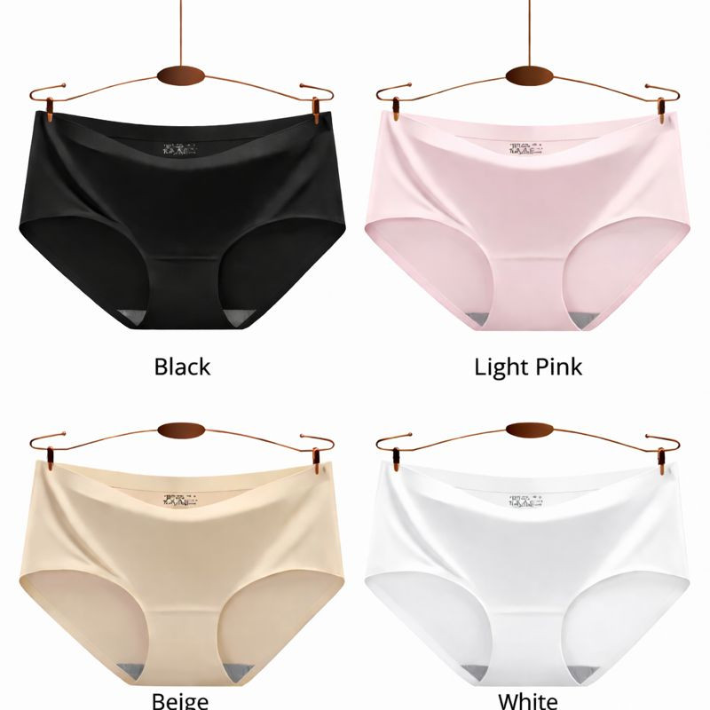Ice Silk Panties Ladies Underwear Seamless Briefs Pants Women Knickers Pack of 4