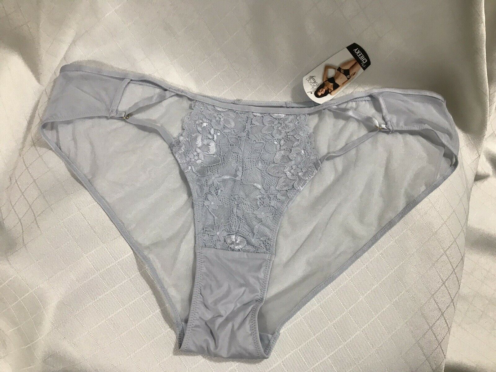 Womens Size XXXL/10 Panties Bikini Ice Blue Sheer Rear Lace Panel 1) panty
