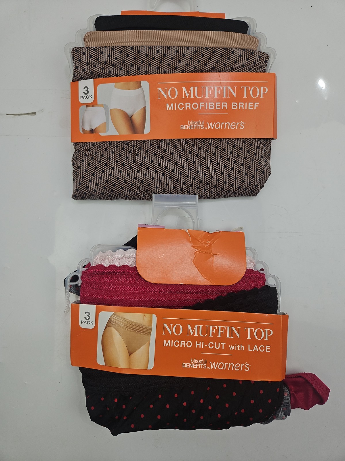 Warner’s XL8 No Muffin Top 2 3PK (6) Micro Hicut W/Lace & Briefs | Free Shipping