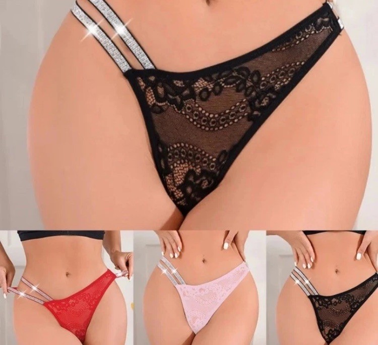 P -:) Women’s Sexy Briefs Underwear Knickers Thongs G-String 3PCs