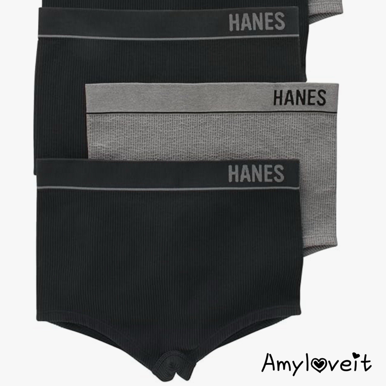 Hanes Women’s Originals Seamless Stretchy Ribbed Boyfit Panties Set Size Small