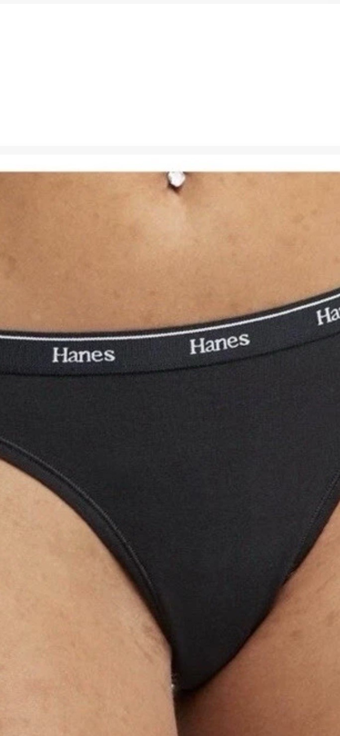 HANES Womens 3-Pack Cotton Stretch Thong Underwear Red White Black Size 5/S