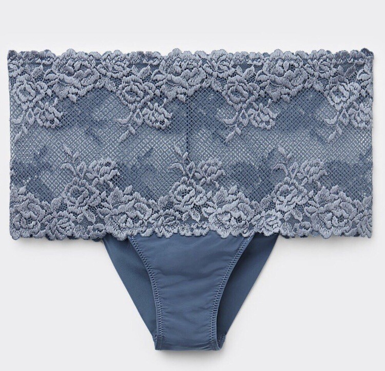 Intimissimi Pretty Flowers Brazilian Briefs Lapis Blue Lace sz L NWT