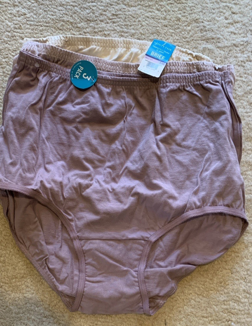 Vanity Fair Size 6 Medium 3 Pairs Perfectly Yours Cotton Briefs Panties NEW
