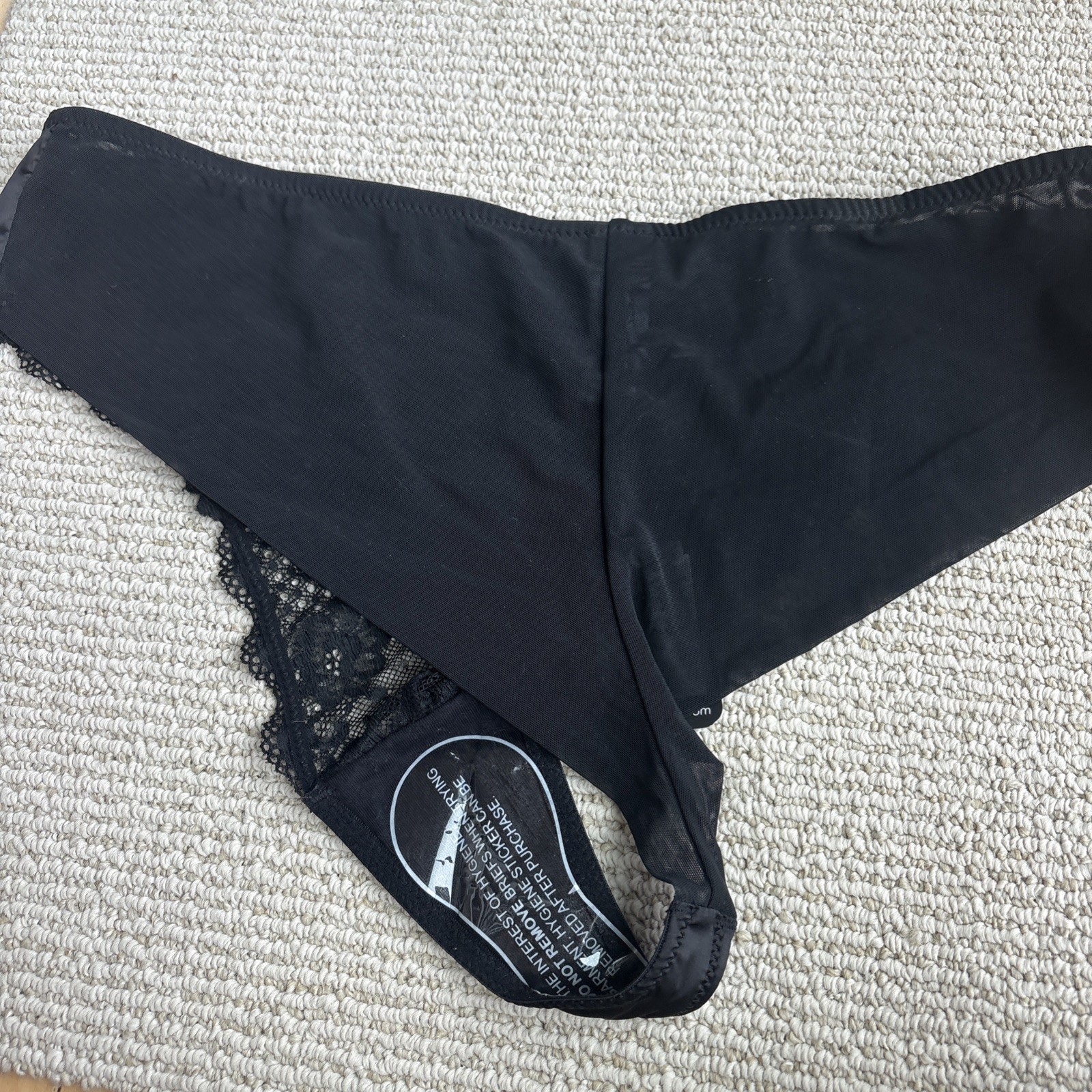City Chic Boudoir Ladies Plus Alina Thong BLK 14/XS Lace NWT