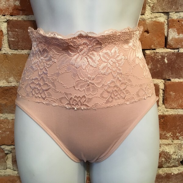 Rhonda Shear Dusty Rose Pink Lace Overlay Seamless Brief Panties S New