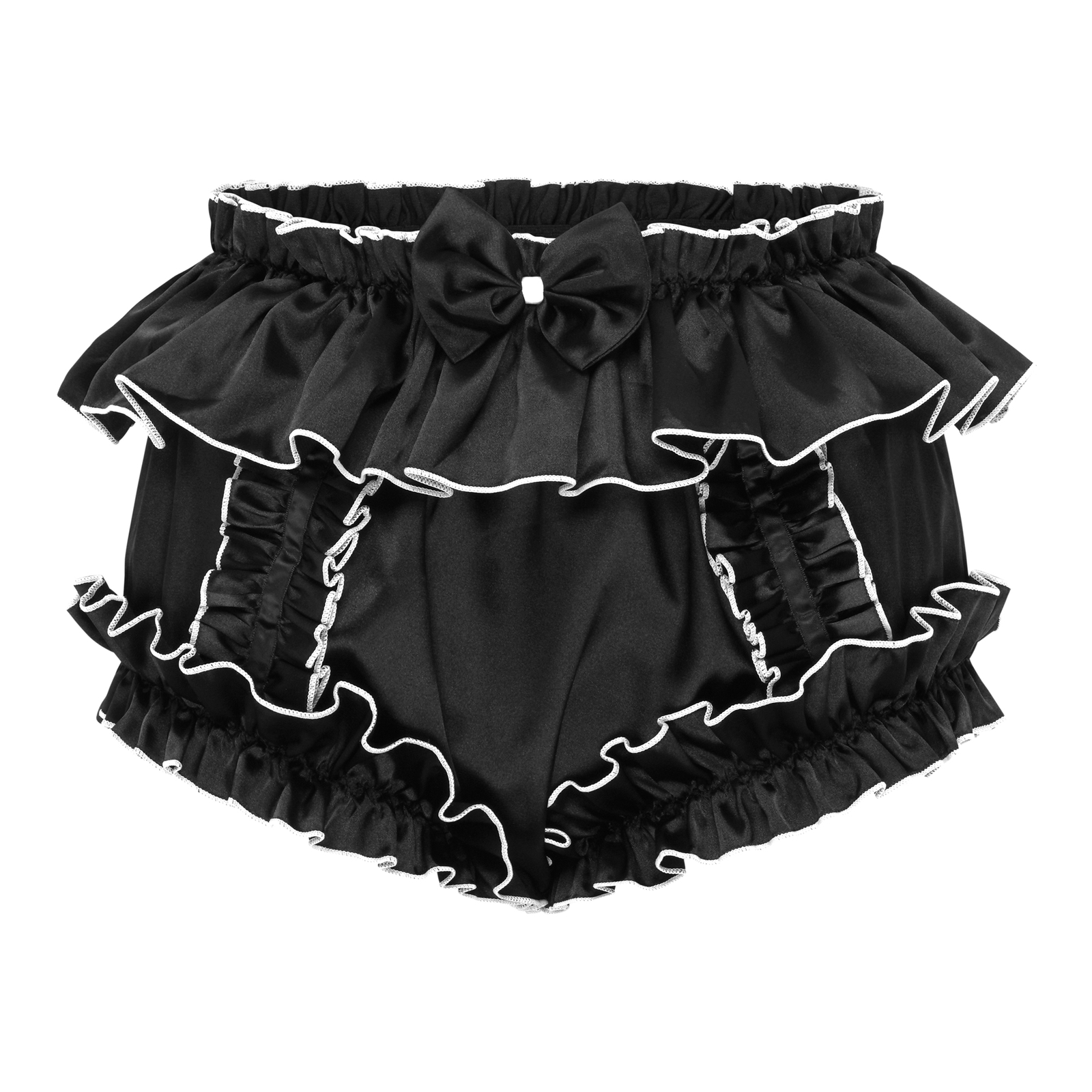 Sissy Frilly Ruffled Satin Full Coverage Adult Diaper Cover Briefs Panties