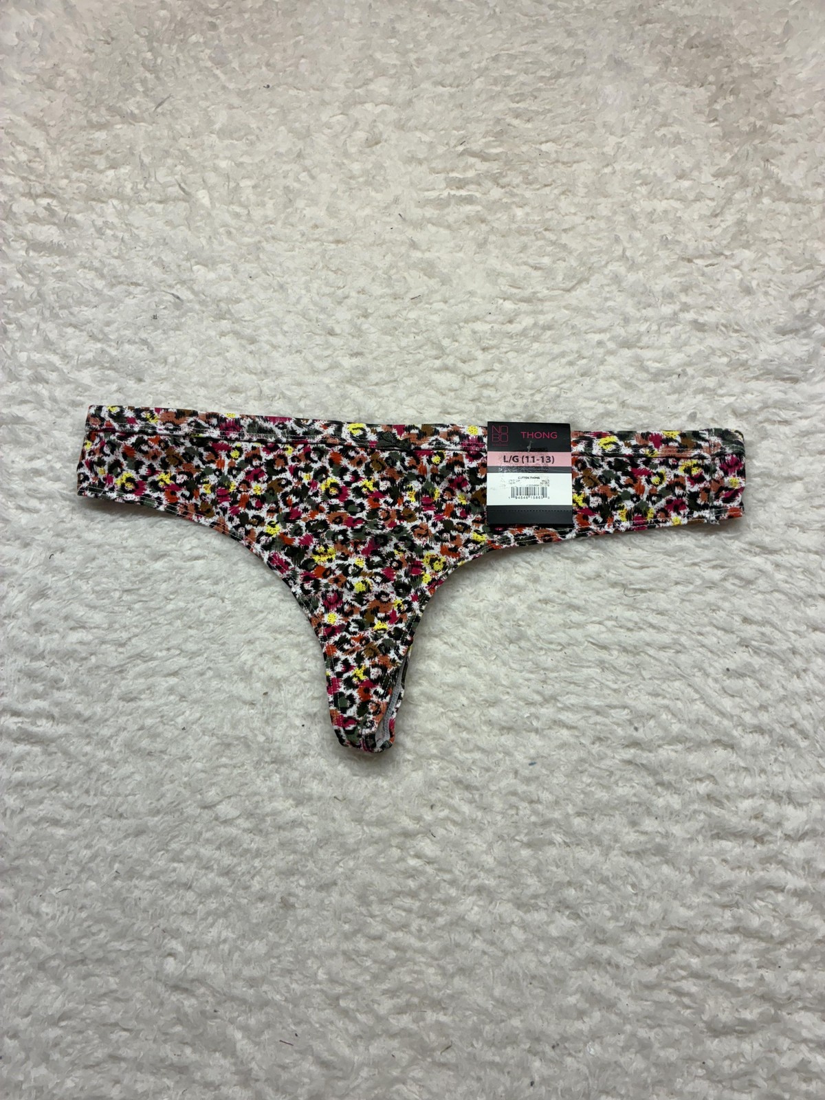 No Boundaries Thong Womens Large Multi Leopard Print Cotton Spandex Underwear