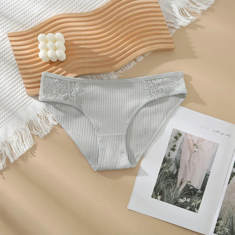 3pc Cotton Panties Women Solid Color Triangle Pants Soft Breathable Underwear