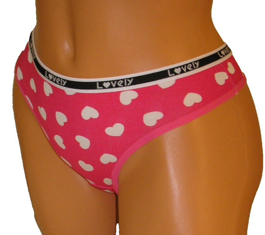 Panties Lingerie Heart Print Hot Pink Thong Medium Adult Gift
