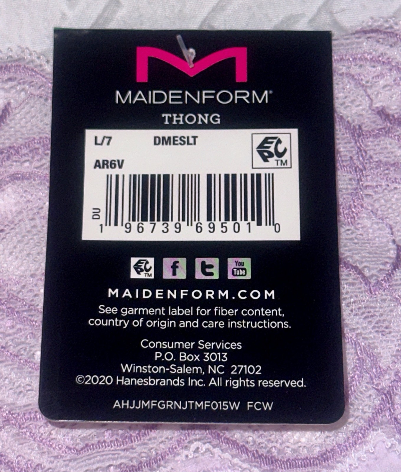 MAIDENFORM Sexy Must Haves Luxurious Bloom Lace Lilac Thong Panty Womens Sz L 7