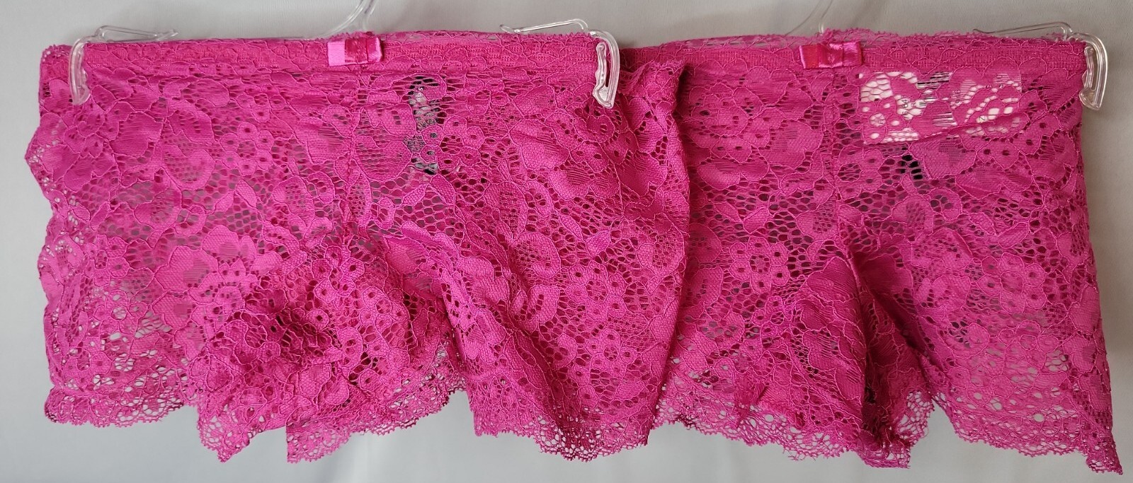 Black Fuchsia/Secret Lace Semi-Sheer Floral Lace Boyshort Panties Rose Lot of 2.