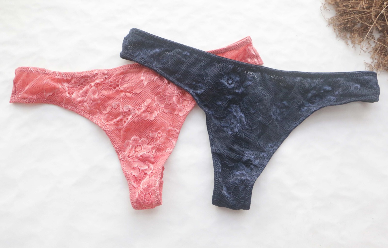 2PCS Women Thongs Floral Mesh&Smooth Underwear Hipster G-string Panties S-M-L