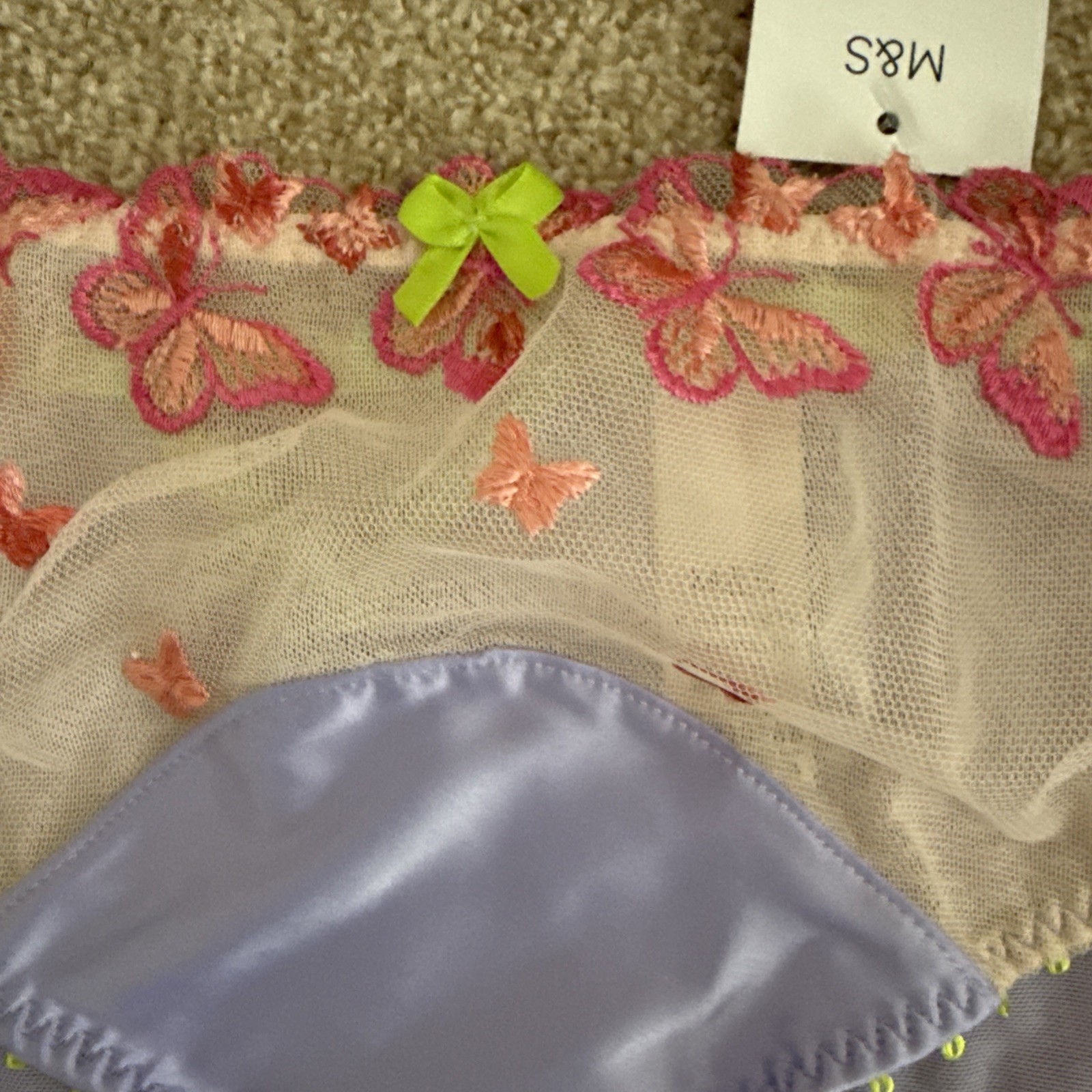 M&S Size 20 Boutique Aurelia Butterfly Mesh Satin Bikini Knickers Pink Mix