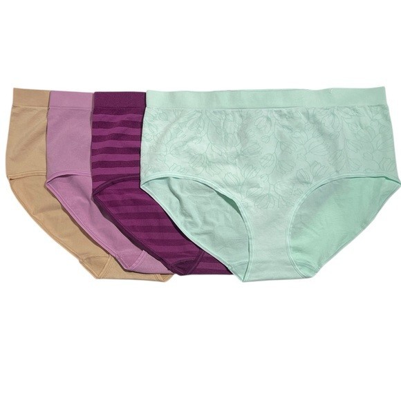 Jockey~Set of 4~Seamfree Briefs~Large~Plum Stripe~A675043 12748